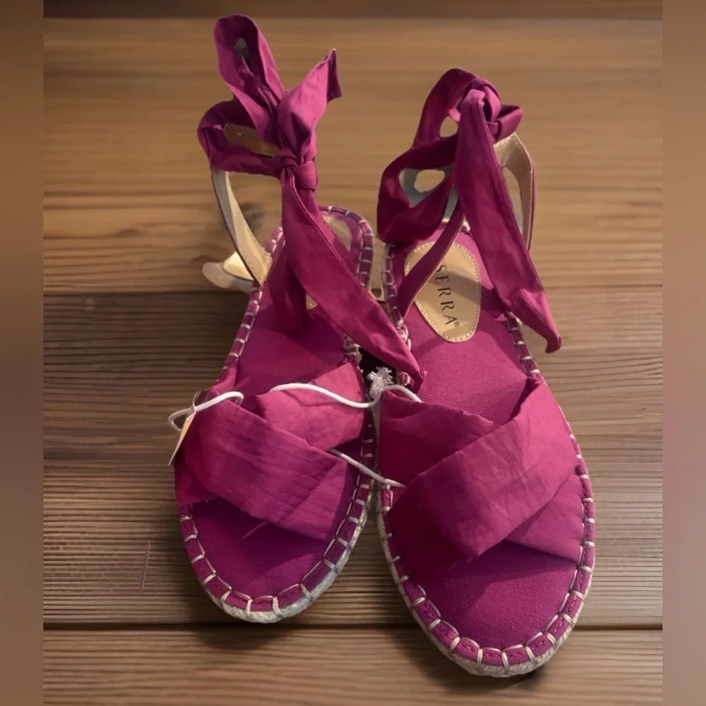 Pink Ankle Tie Espadrille Sandals Wrap Strap Flat Summer‎ Shoes Sz 7 NWT